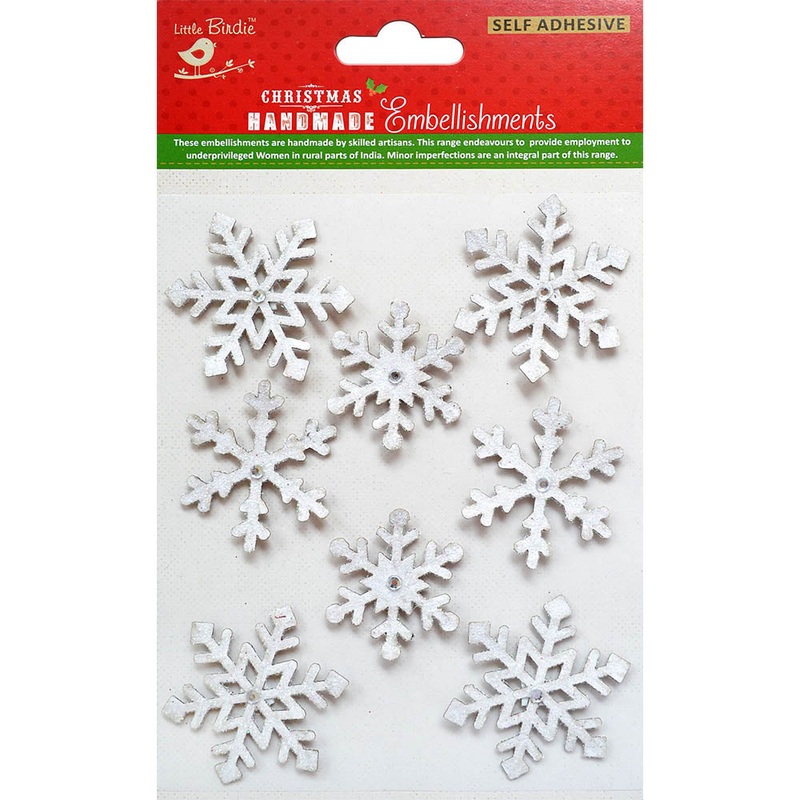 Christmas Glitter Stickers-  Snowflakes, 8Pc