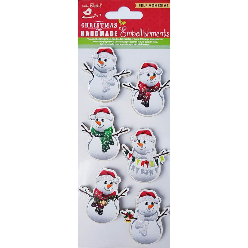 Christmas Glitter Stickers – Snowman Glitz, 6Pc