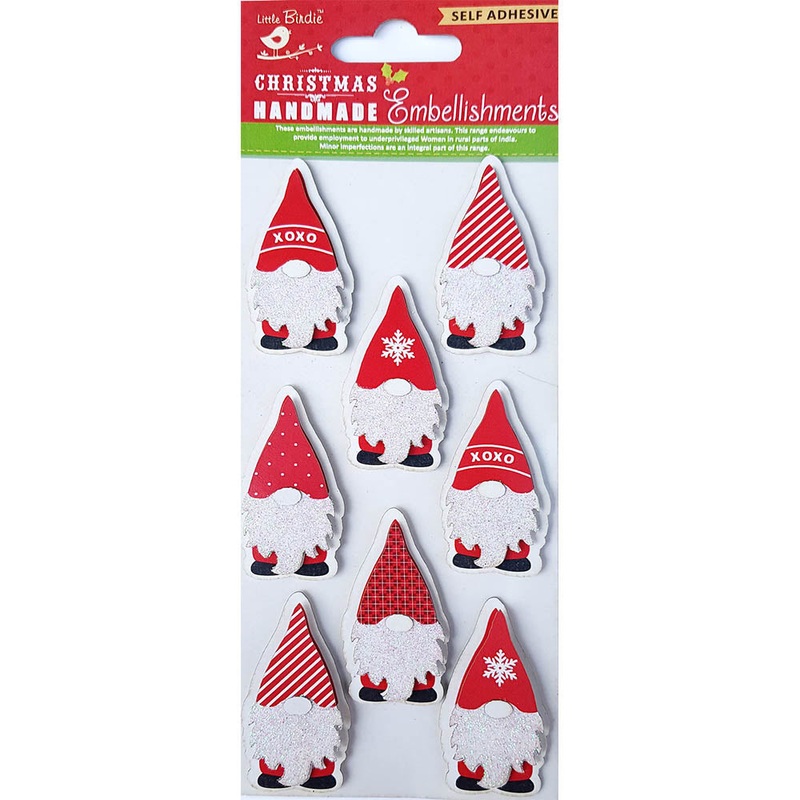 Christmas Glitter Stickers – Sparkle Gnomes, 8Pc