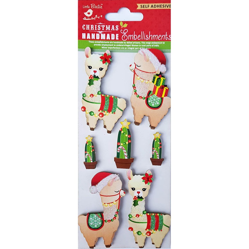Christmas Glitter Stickers – Sparkle Llama, 7Pc