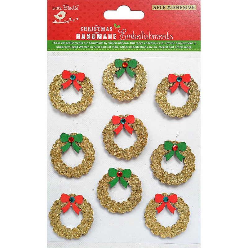 Christmas Glitter Stickers – Wreath, 9Pc