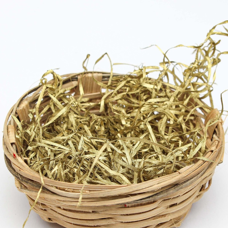 Christmas Hand Dyed Basket Filler Wood Wool – Metallic Gold, 40g