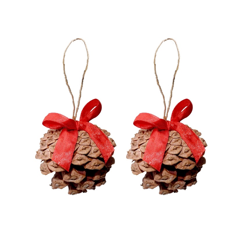 Christmas Pinecone Hanging Ornaments, 2pc