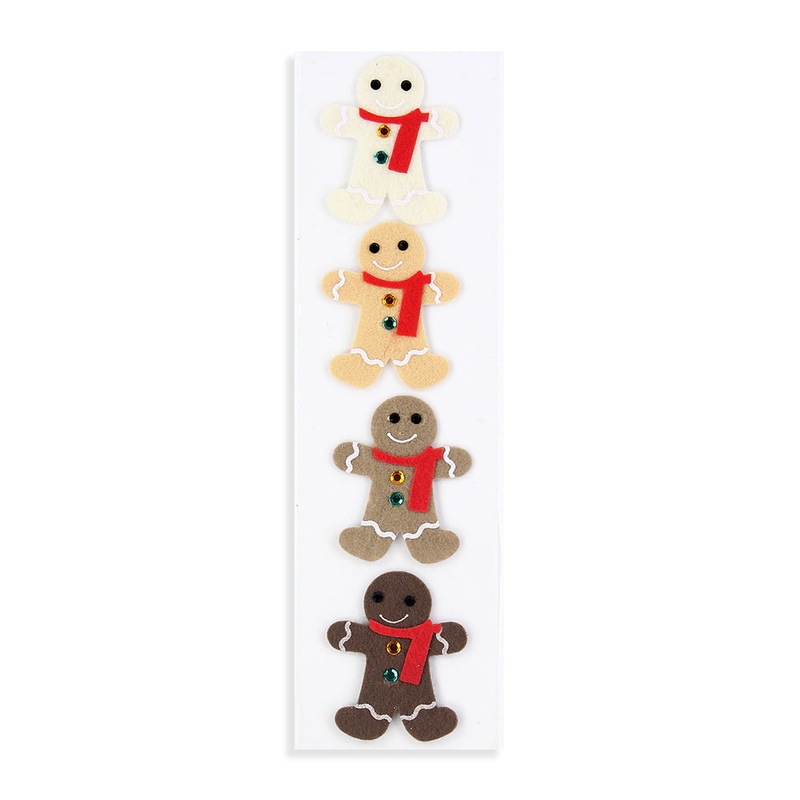 Christmas 3D Emb Gingerbread Man 4pcs Assorted Coolour