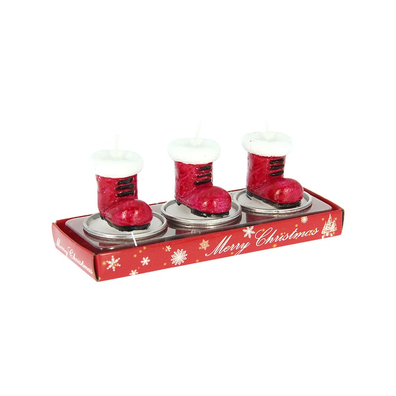 Christmas Candle 3pc- Santa Boot