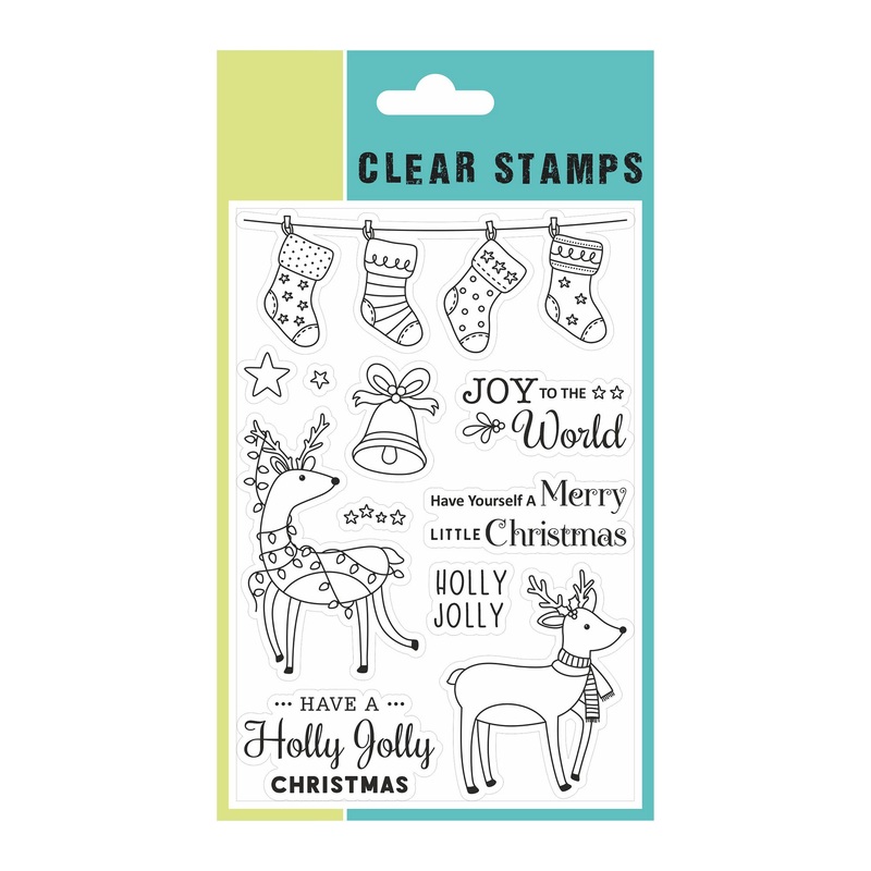 Christmas Clear Stamp – Holly Jolly, 4inch x 6inch, 11Pc