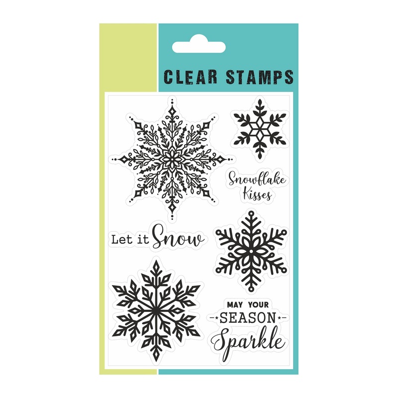Christmas Clear Stamp – Snowflake Kisses, 4inch x 6inch, 7Pc