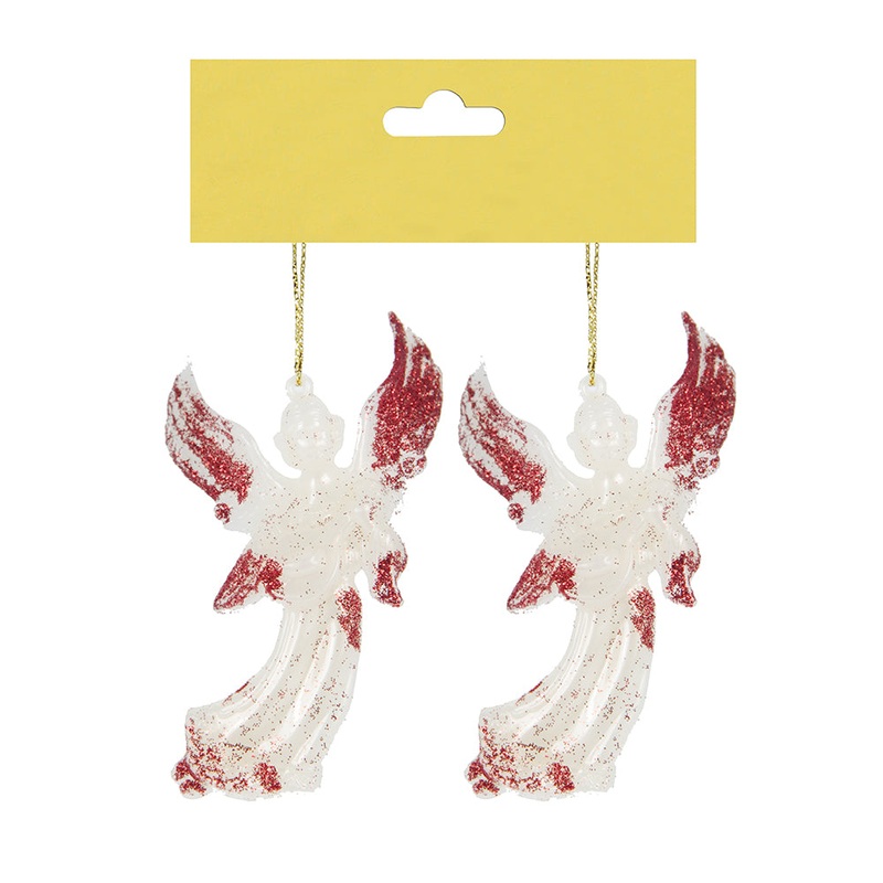 Christmas Decoration Hanging- Glitter Angel Red