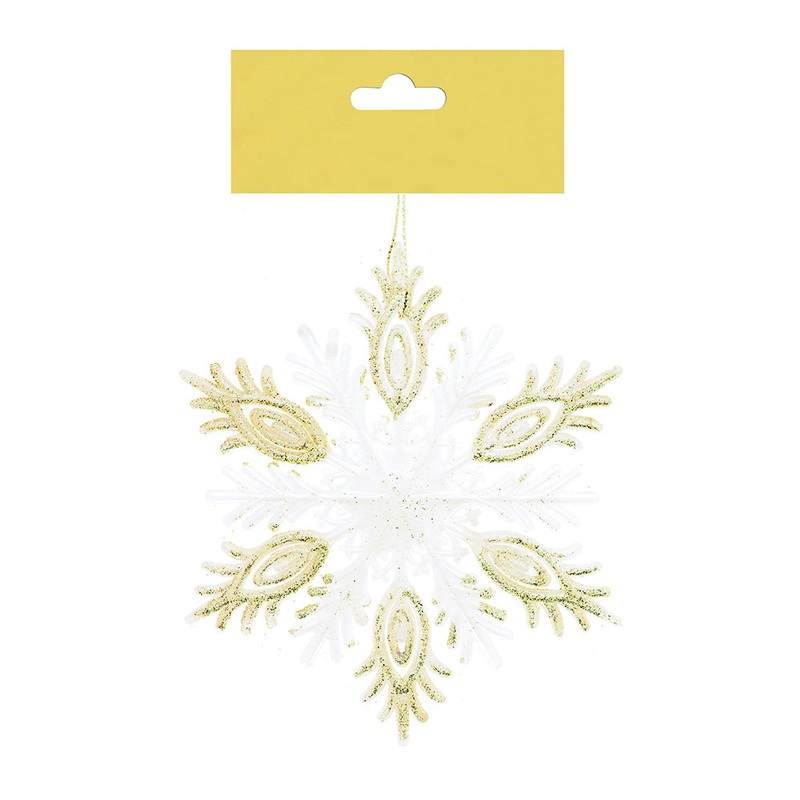 Christmas Decoration Hanging- Glitter Snowflake Gold