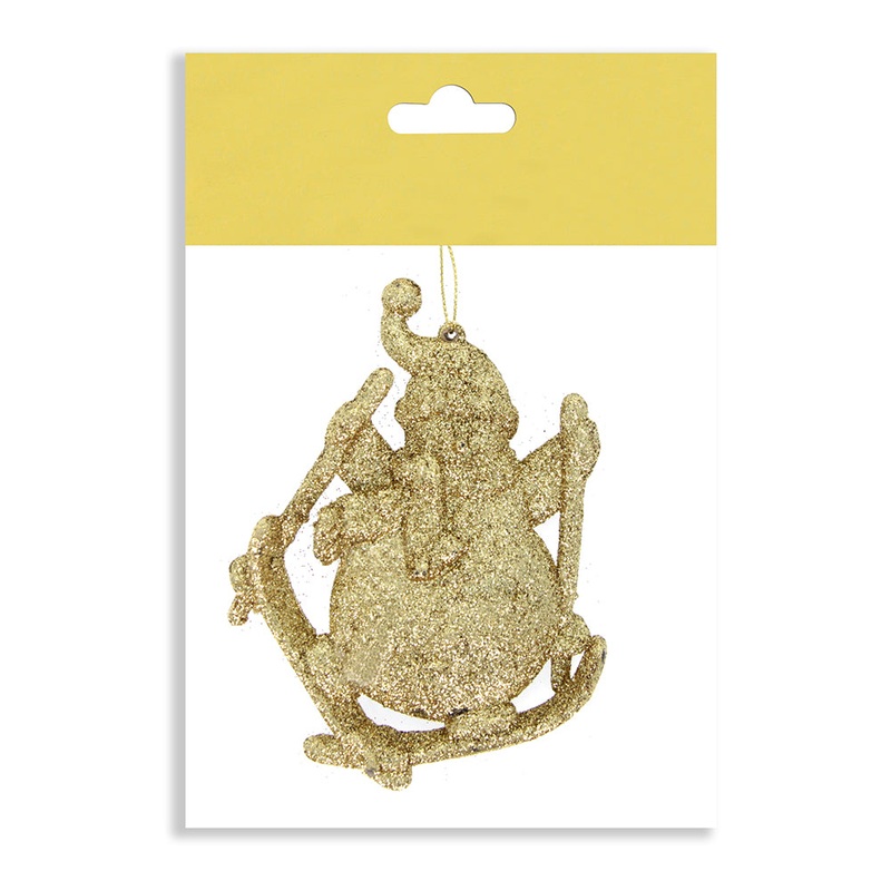 Christmas Decoration Hanging- Glitter Snowman Gold