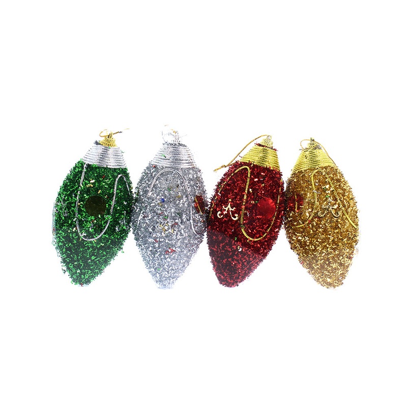 Christmas Decoration- Hanging Tinsel Oval Ornaments