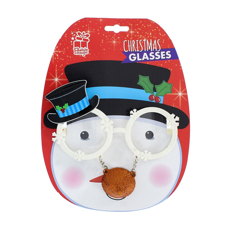 Christmas Glitter Glasses – Snowman, 1pc
