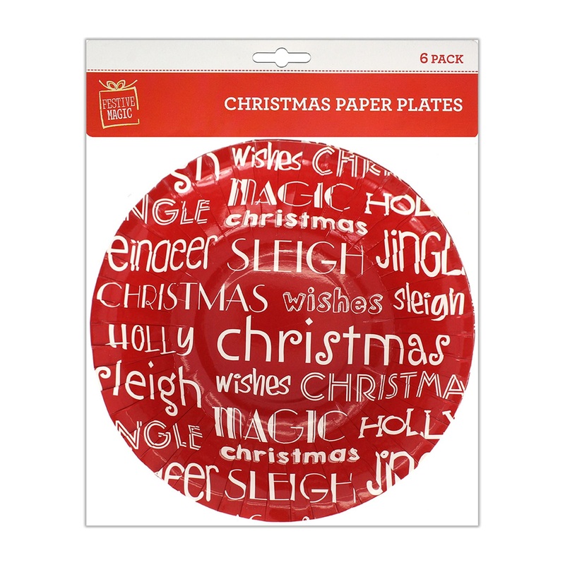 Christmas Paper Bowls Greetings 6Pcs