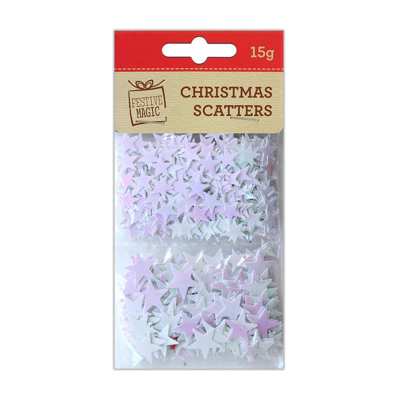 Christmas Shaker Confetti  – Stars, White, 15g