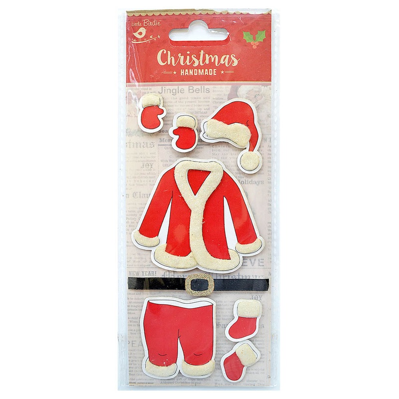 Christmas Stickers – Glitter Santa Outfit, 8Pc