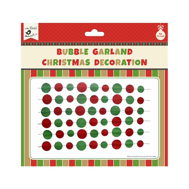 Little Birdie Christmas Bubble Garland Decoration 6pc (1m Each)