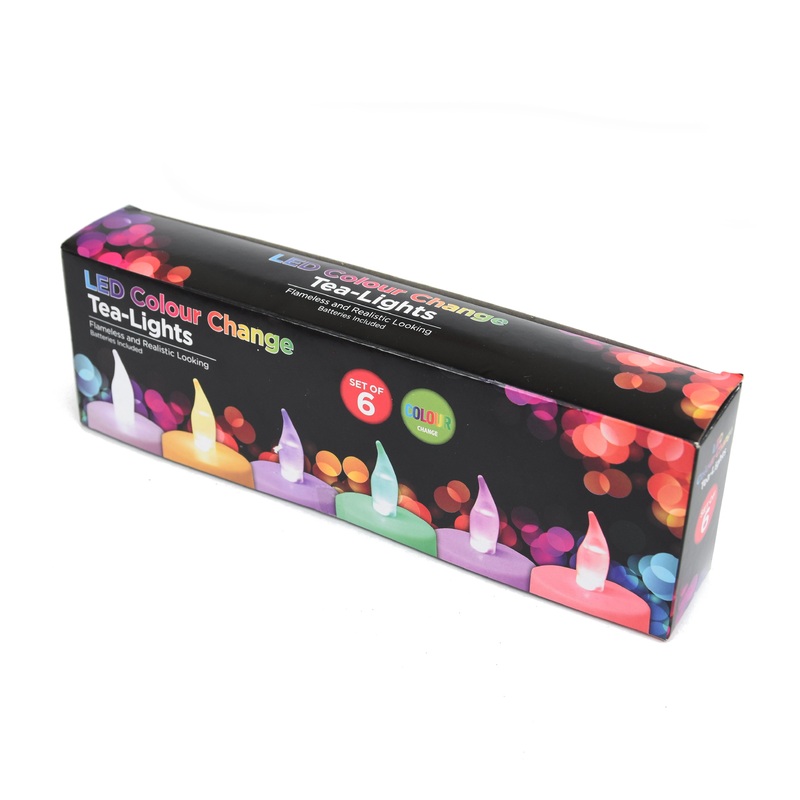 Multi Coloured Led Tea Light Candle- Set of 6