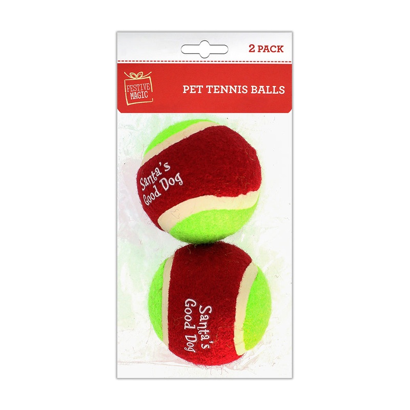 Pet Tennis Balls – Santa’s Good Dog, Pack of 2pc