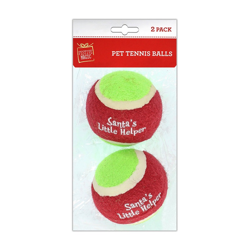 Pet Tennis Balls – Santa’s Helper, Pack of 2pc