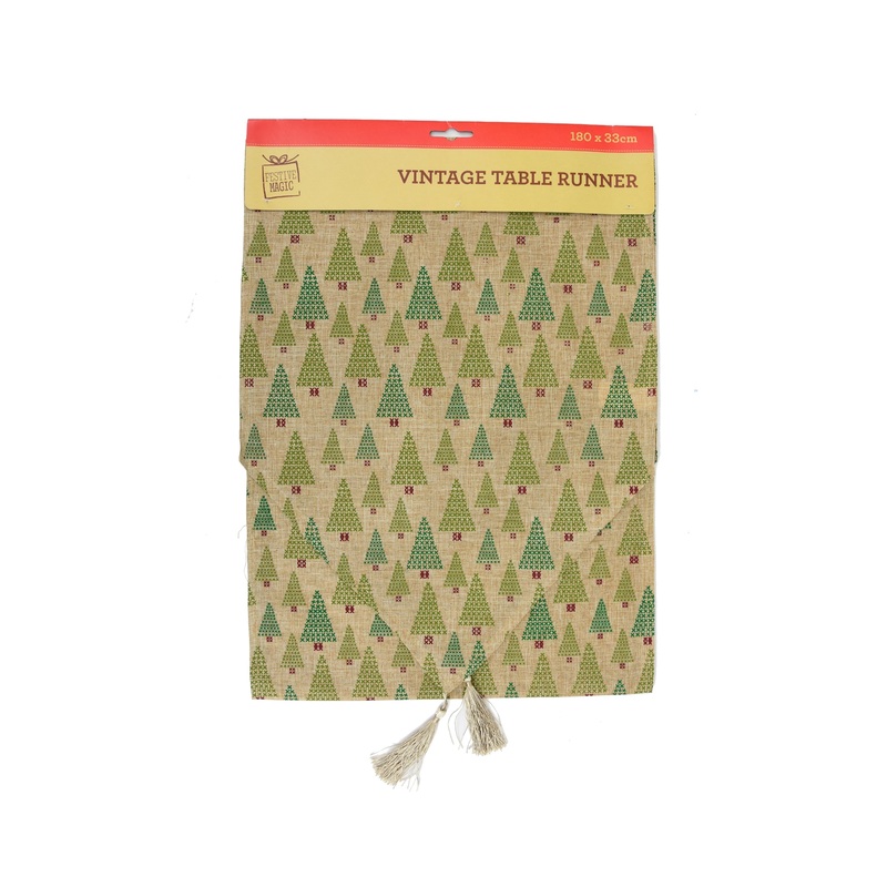 Table Runner Glitter Berries with Leaves- 180 x 33 cm