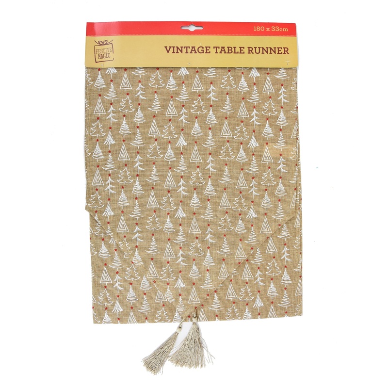 Table Runner Glitter Golden Trees- 180 x 33 cm