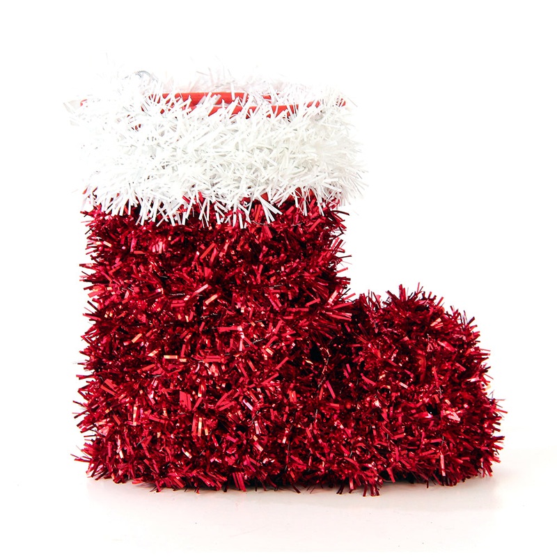 Tinsel Table/ Hanging Deco – Santa Stocking, 1pc