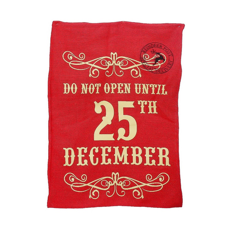 Vintage Burlap Santa Sack – 25th December, 50x70cm, 1pc