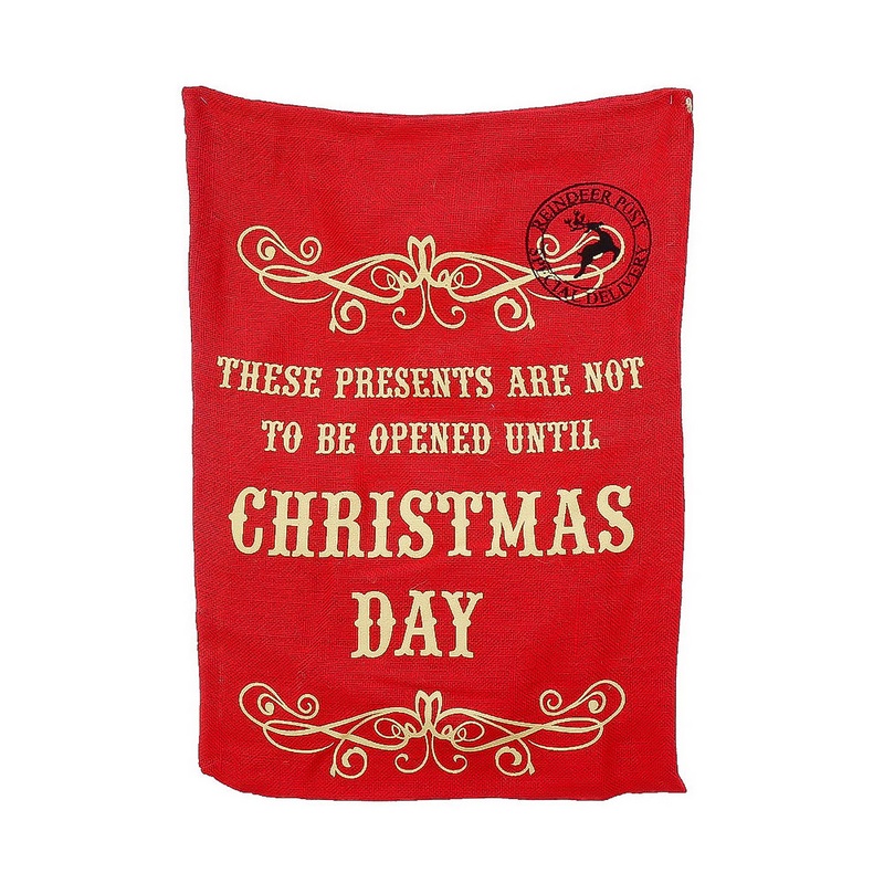 Vintage Burlap Santa Sack – Christmas Day, 50x70cm, 1pc