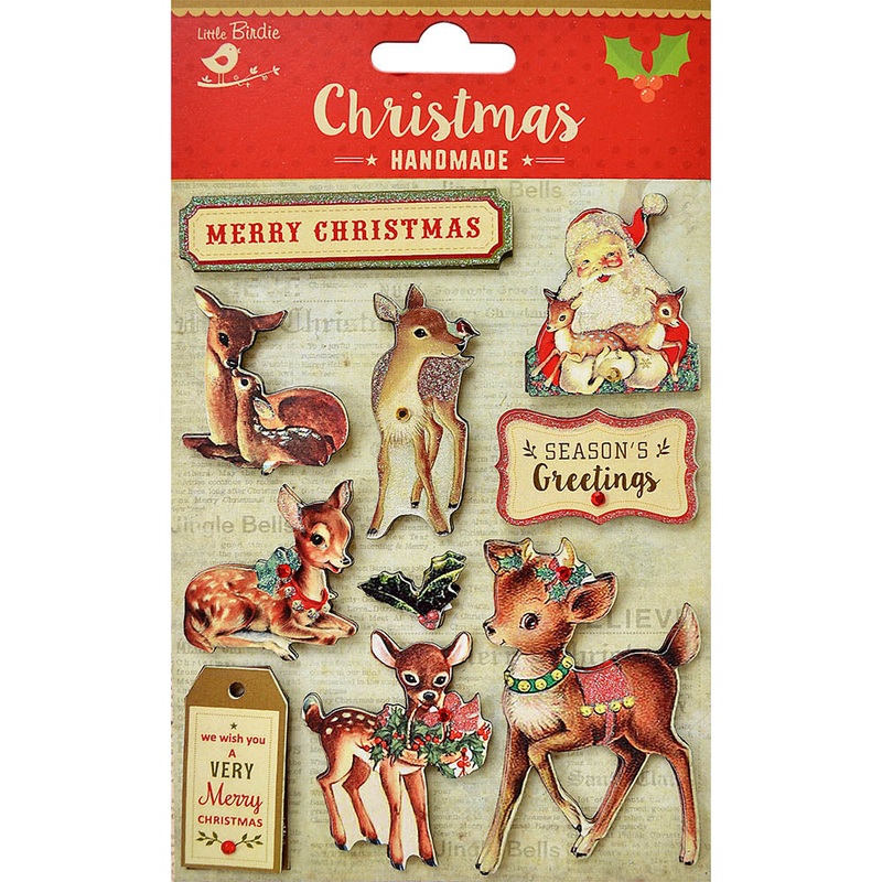 Vintage Christmas Stickers – Reindeer, 10Pc