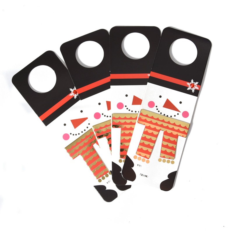 Wine Bottle Gift Tag – Snowman, 4pc