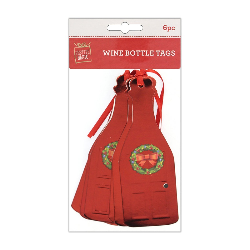 Wine Bottle Gift Tags – Wreath, 6pcs