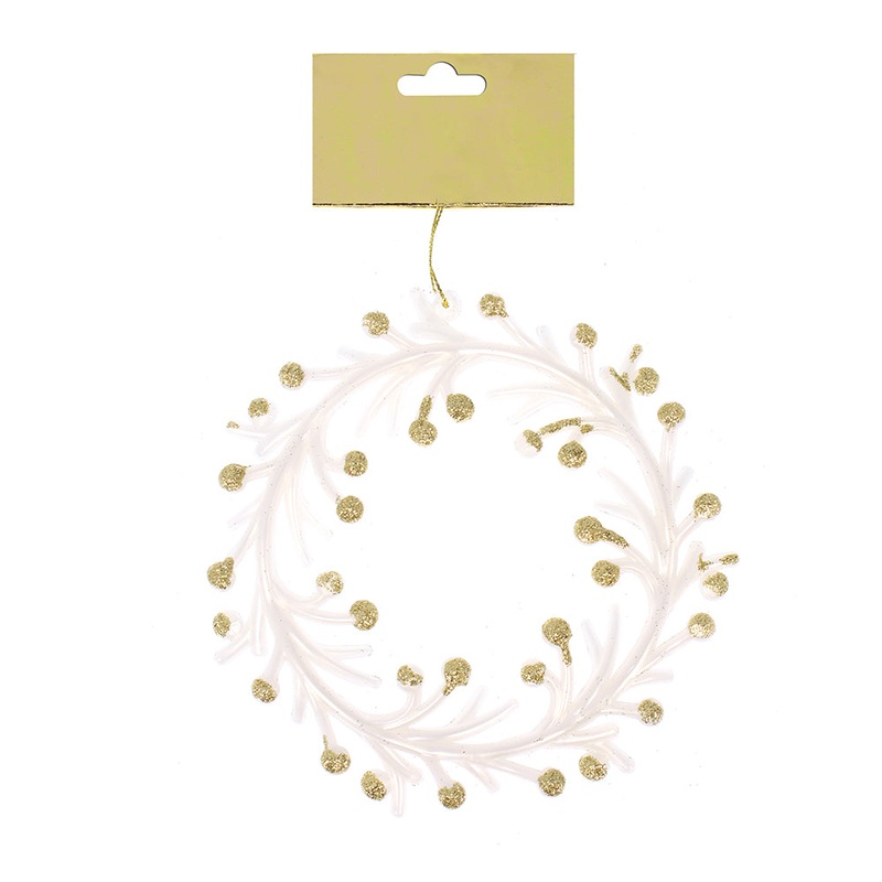 Christmas Decoration Hanging 110Mm- Glitter Wreath Gold