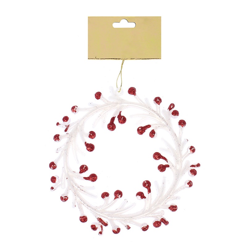 Christmas Decoration Hanging 110Mm- Glitter Wreath Red