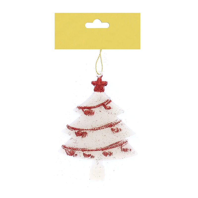 Christmas Decoration Hanging 1Pc- Glitter X-Mas Tree Red