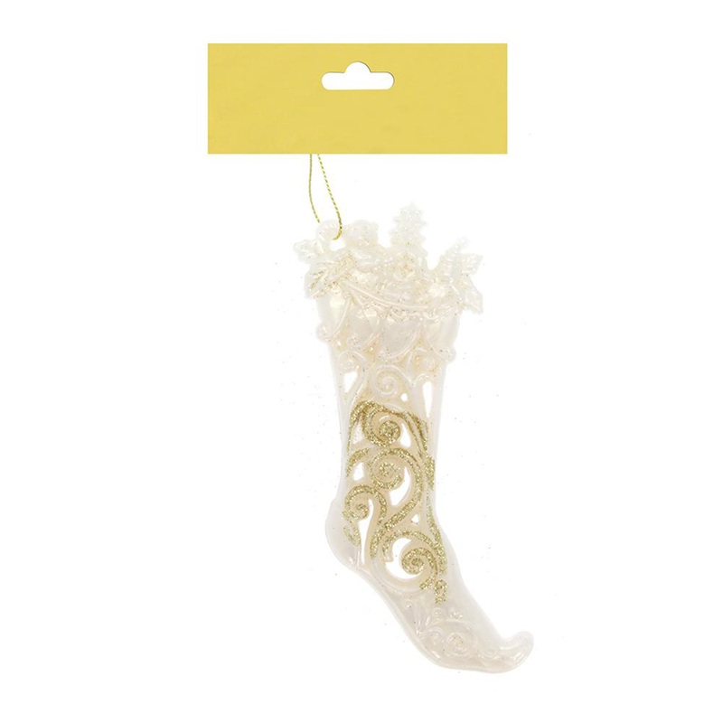 Christmas Decoration Hanging- Ornate Glitter Shoe Gold