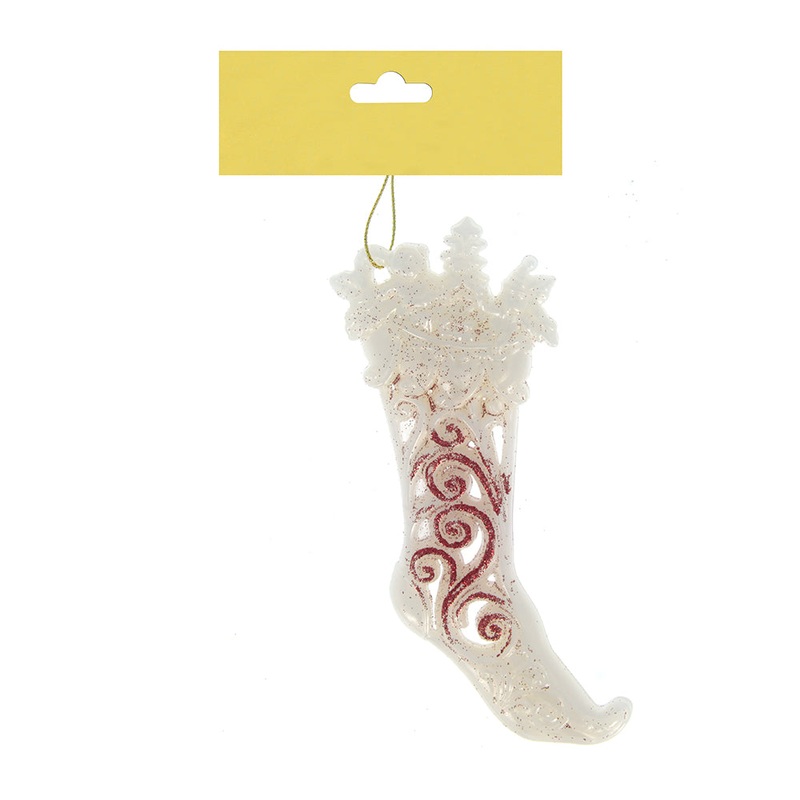 Christmas Decoration Hanging- Ornate Glitter Shoe Red