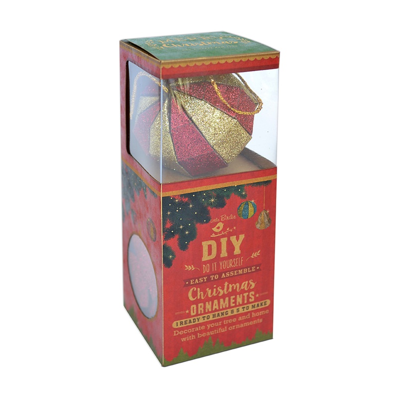 Christmas DIY Ornaments Round Bauble 2inch, 6pcs -Gold & Red