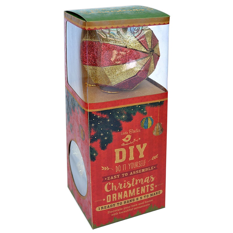Christmas DIY Ornaments Round Bauble 3inch, 6pcs -Gold & Red