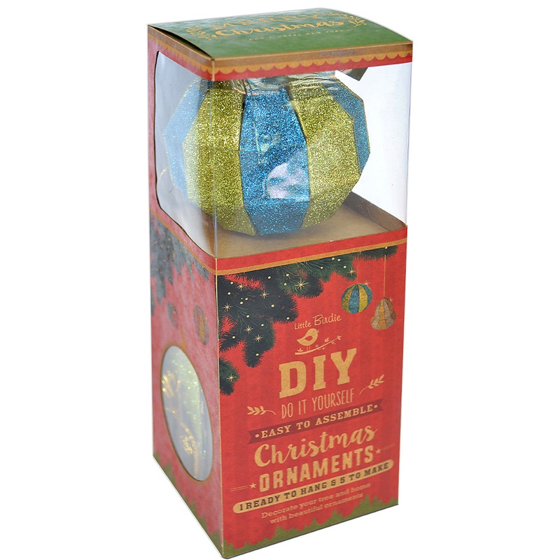 Christmas DIY Ornaments Round Bauble 3inch, 6pcs -Green & Blue