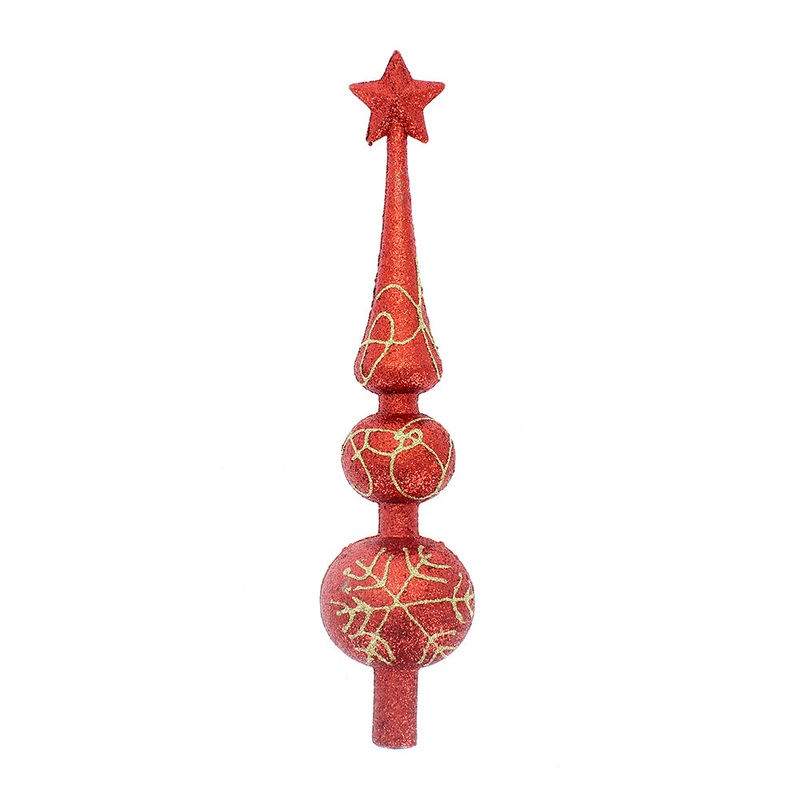 Christmas Finial Tree Topper 30Cm- Red
