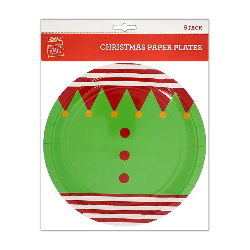 Christmas Paper Plates – Bunting, Pack Of 6Pc