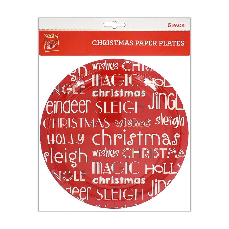 Christmas Paper Plates – Greetings, Pack Of 6Pc