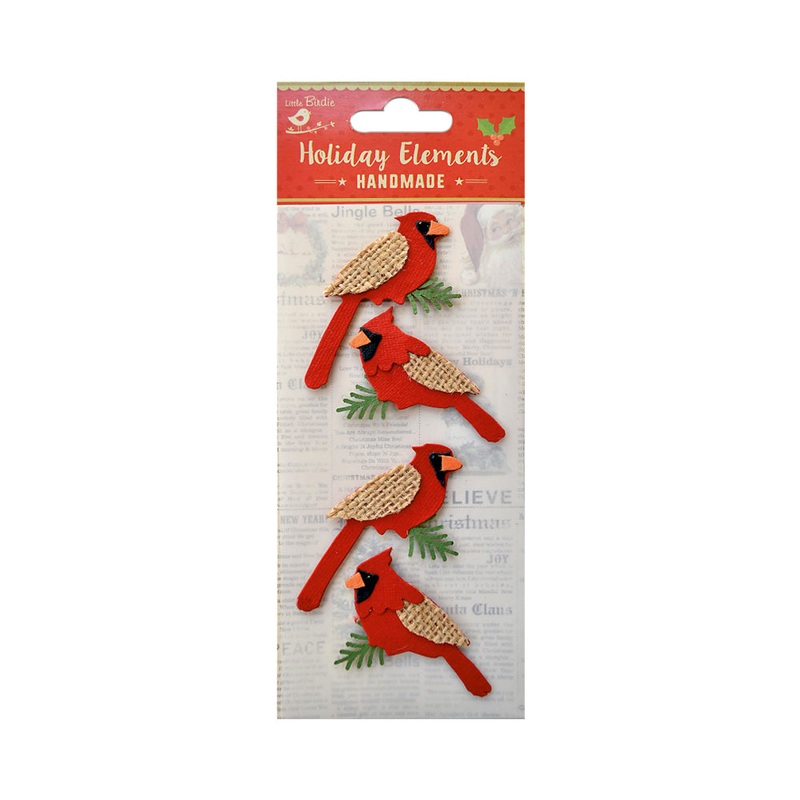 Christmas Stickers – Burlap Robin, 4pc