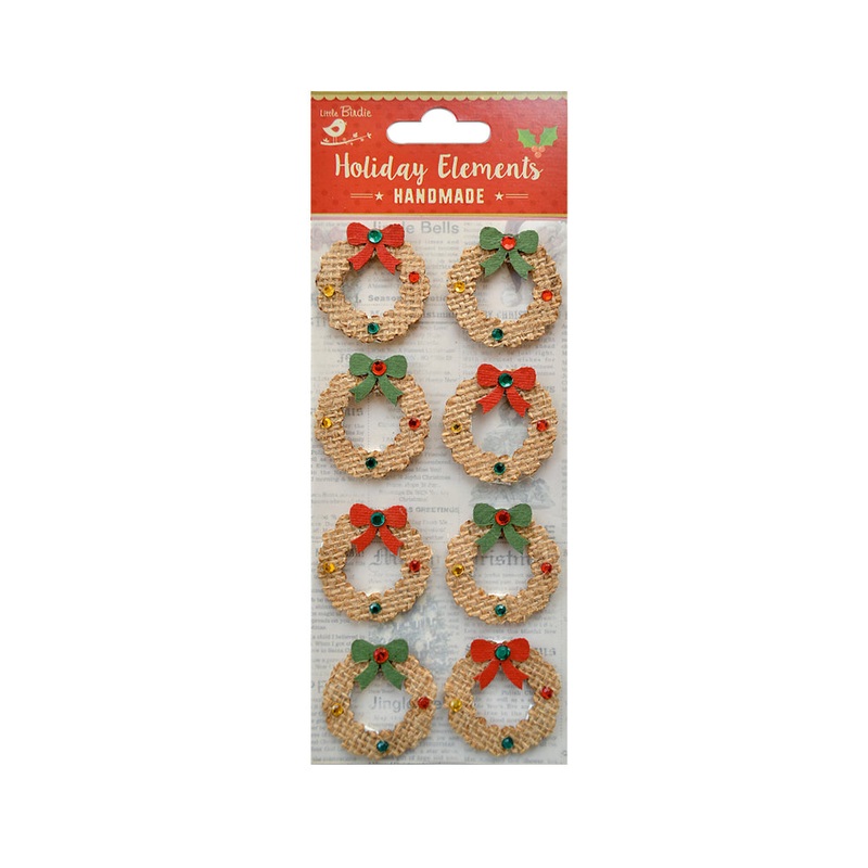 Christmas Stickers – Burlap Wreath, 8pc