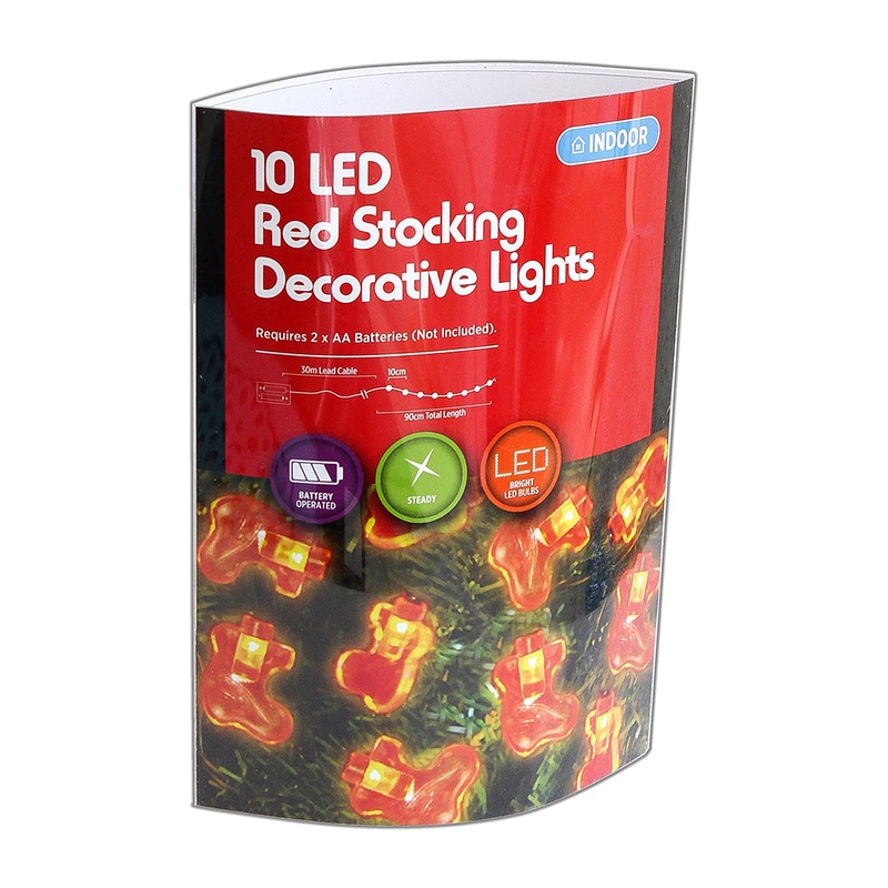 Led Decorative Lights – Red Stocking, 30Cm, 10Pc