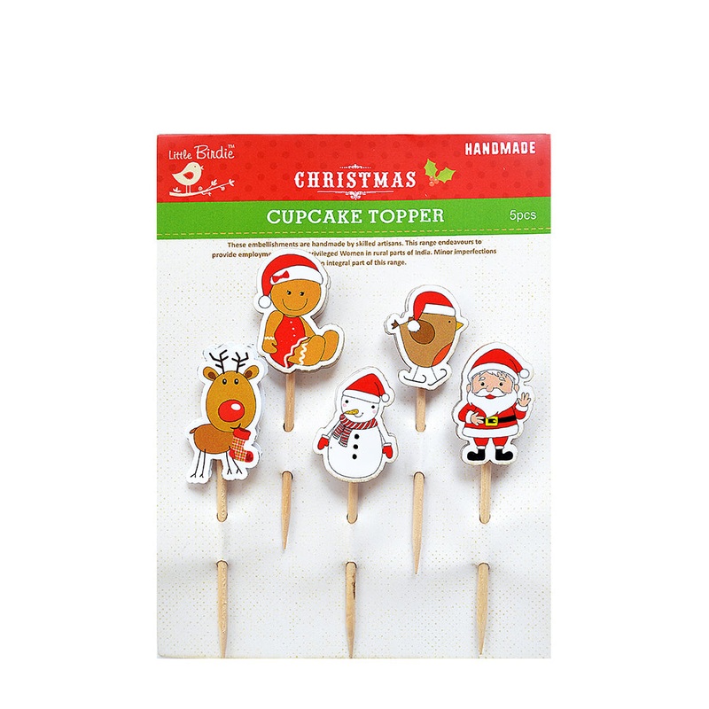 Little Birdie Christmas Cupcake Topper – 5pc