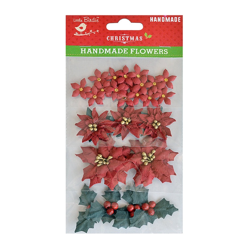 Little Birdie Christmas Holly and Poinsettia- 28pc