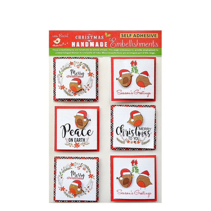 Little Birdie Christmas Stickers –  Cute Birds, 6pc