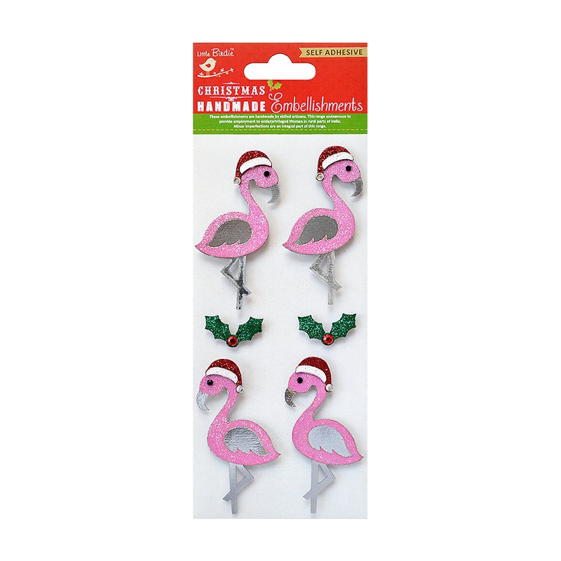 Little Birdie Christmas Stickers –  Fancy Flamingo, 6pc