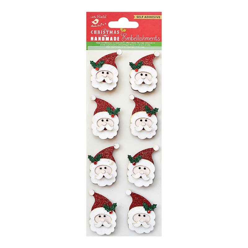 Little Birdie Christmas Stickers – Glitter 3D Santa, 8pc